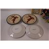 Image 6 : (4) Reindeer Bowls, (7) Reindeer Plates, (2) Santas, Caregiver Heart Pendant in Box, Faux Floral Arr