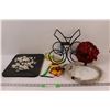 Image 1 : Letterboard, Wine Rack, Voltage Tester, Floral Ball Arrangement, Telephone Cord, Candle
