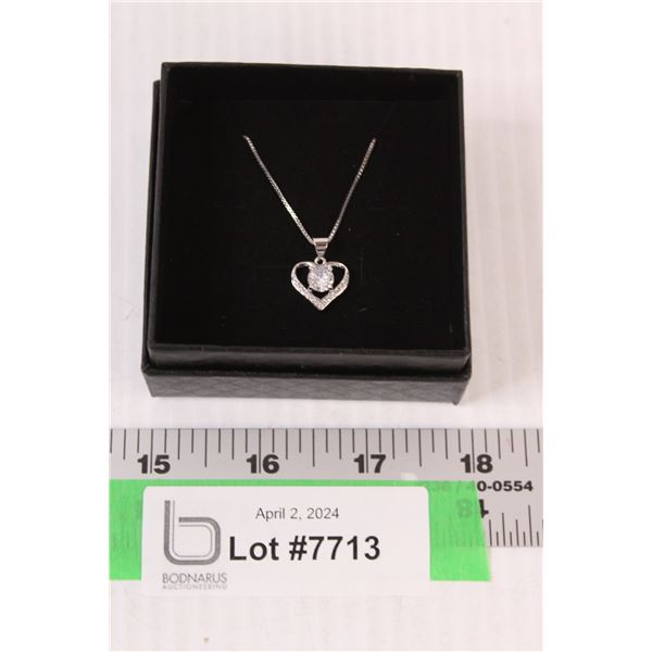 Sterling Silver Heart Pendant Necklace - 925 Stamped