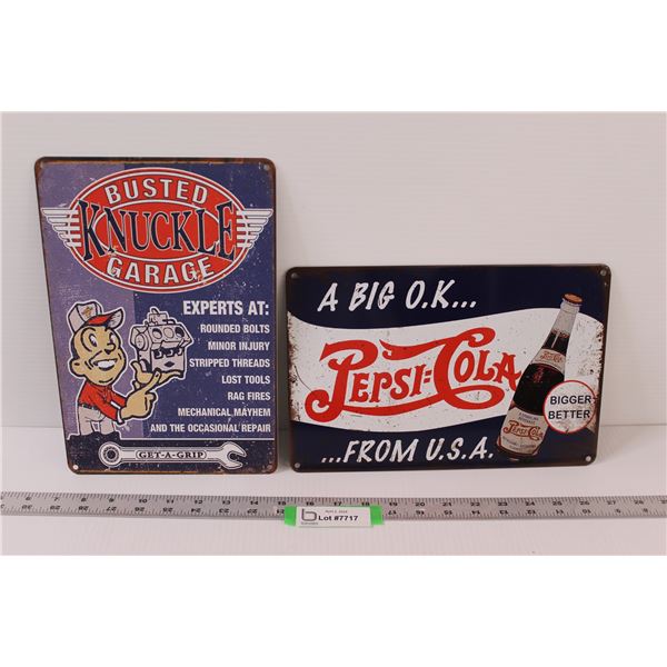 Pepsi-Cola Tin Sign, Busted Knuckle Garage - 12 x8 