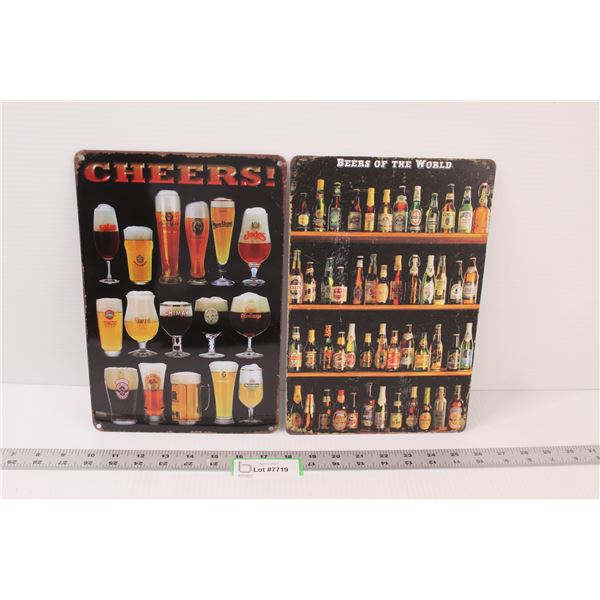 (2) Beer Tin Signs - 12 x8 