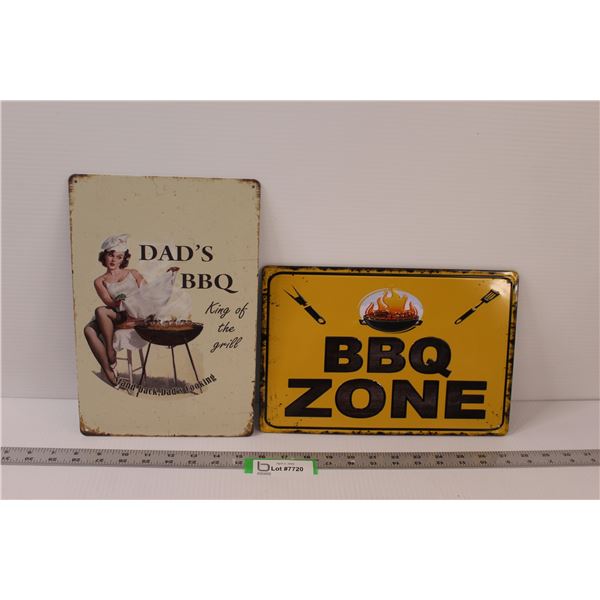 (2) BBQ Tin Signs - 12"x8"