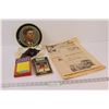 Image 1 : JFK Memorial Plate, 1954 Prairie Farmer Newspaper, Wood Carved Shell, Hockey of 1972 Book, Misc.
