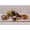7928  (8) Collectors Tins: PepsiCola, Various Fancy Candy Tins, Cott Cola, Cigarette Tins, Misc.