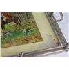 Image 2 : "The Hunt" Serving Tray - 18"x12" (some wear), (3) Picture Frames (Worn), Misc.