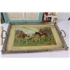 Image 3 : "The Hunt" Serving Tray - 18"x12" (some wear), (3) Picture Frames (Worn), Misc.