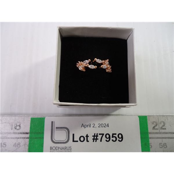 Rose Gold Plated Sterling Silver Cubic Zirconia Ring-Size 6