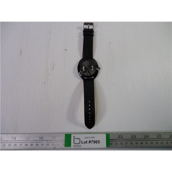 Men's Police Watch with Black Leather Band