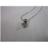 Image 3 : Sterling Silver with Small Emerald Pendant 18"