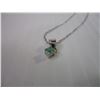 Image 3 : Sterling Silver with Small Emerald Pendant 18"