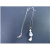 Image 3 : Sterling Silver Chain (18") with a White Cat's Eyes Pendant with Matching Drop Earrings