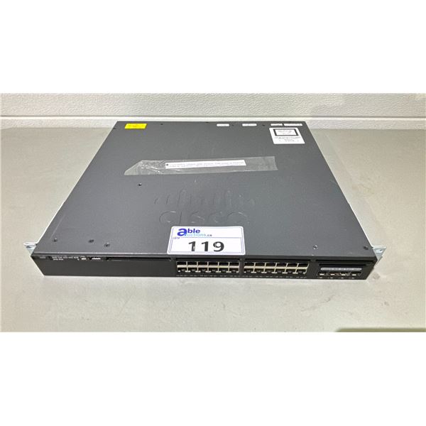 CISCO WS C3650 24PS S Cisco Catalyst 3650 Series 24 Port PoE+ switch (24x 1G Base T, 4x SFP) with 1x 640WAC PSU, IP Base CISCO WS C3650 24PS S Cisco Catalyst 3650 Series 24 Port PoE+ switch (24x 1G Base T, 4x SFP) with 1x 640WAC PSU, IP Base