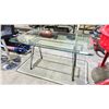 Image 1 : MODERN BEVELED GLASS TOP TABLE 54" X 32" X 29"