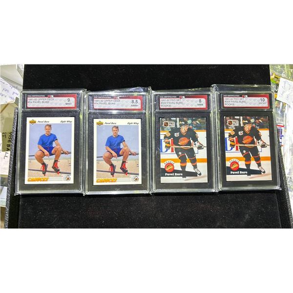 LOT OF 4 ASSORTED KSA GRADED PAVEL BURE HOCKEY CARDS
