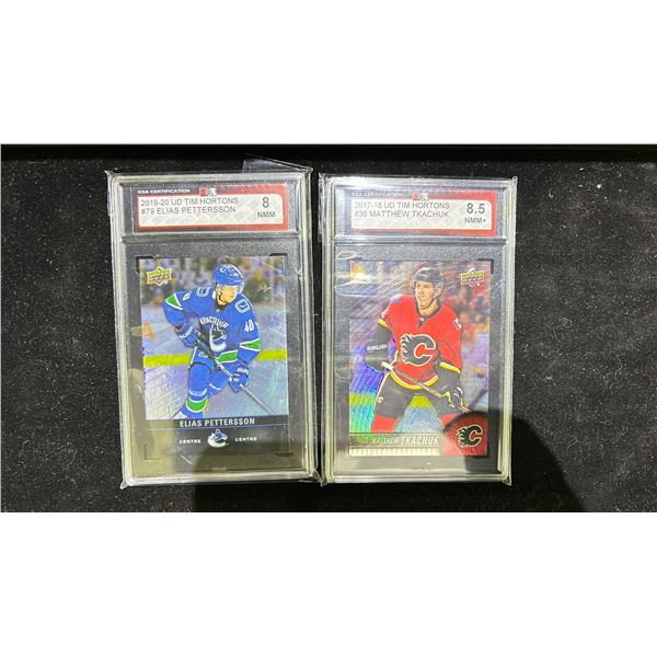 KSA 8.5 2017-18 UD TIM HORTONS #36 MATTHEW TKACHUK & KSA 8 2019-20 UD TIM HORTONS #79 ELIAS