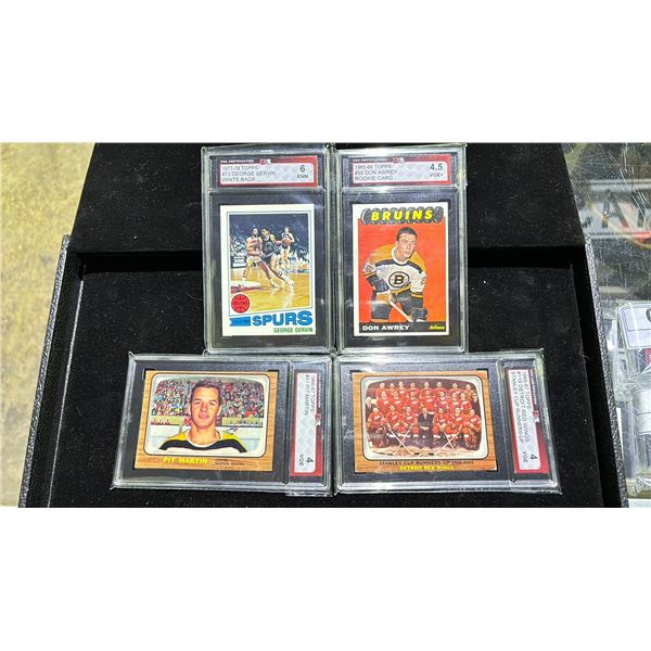 LOT OF 4 ASSORTED KSA GRADED CARDS INCLUDING; GEORGE GERVIN, DON AWREY, DETROIT RED WINGS & PIT