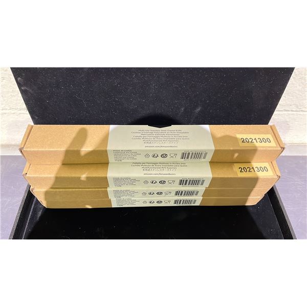 LOT OF 7 AMAZON BASICS MULTI-USE STAINLESS STEEL CHEESE KNIVES
