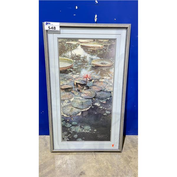 FRAMED LEP (155/750) BY STEVE HANKS TITLED "WATER LILIES IN BLOOM" WITH COA 24" X 40"