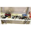 Image 1 : SHELF OF ASSORTED TOOLS INCLUDING; HEAT GUN, BIT SET, LEVEL & MORE