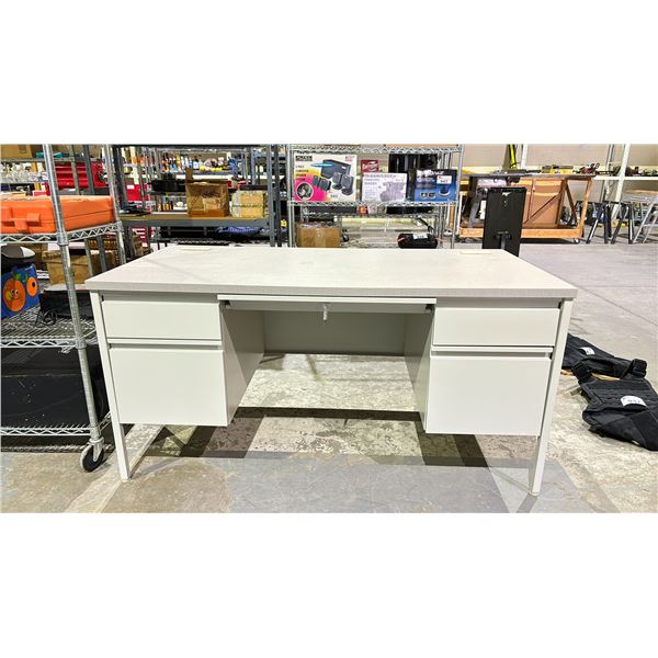 NEW PERFORMANCE 60" X 30" DOUBLE PEDESTAL METAL DESK - GREY