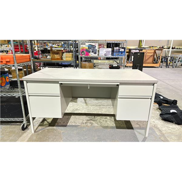 NEW PERFORMANCE 60" X 30" DOUBLE PEDESTAL METAL DESK - GREY