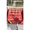 Image 2 : 3 RED PADDED CUBE OTTOMANS 15.5" X 15.5" X 15.5"