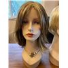 Image 2 : LOT OF 4 MODACRYLIC FIBRE WIGS, BLONDE, BLACK & BRUNETTE TONES