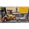 Image 1 : LOT OF ASSORTED TOOLS INCLUDING; BLACK AND DECKER DRILL, DREMEL 3000, RIDGID CORDLESS BRUSHLESS