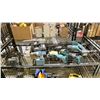 Image 1 : SHELF LOT OF MAKITA TOOLS INCLUDING; DRILL, ANGLE GRINDERS, BATTERY CHARGER AND MORE