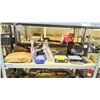 Image 1 : SHELF LOT OF TIRE CHAINS, CAR RADIOS, NAILS AND MORE