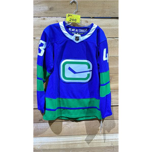 NEW ADIDAS NHL VANCOUVER CANUCKS QUINN HUGHES JERSEY SIZE 42 ALTERNATE JERSEY