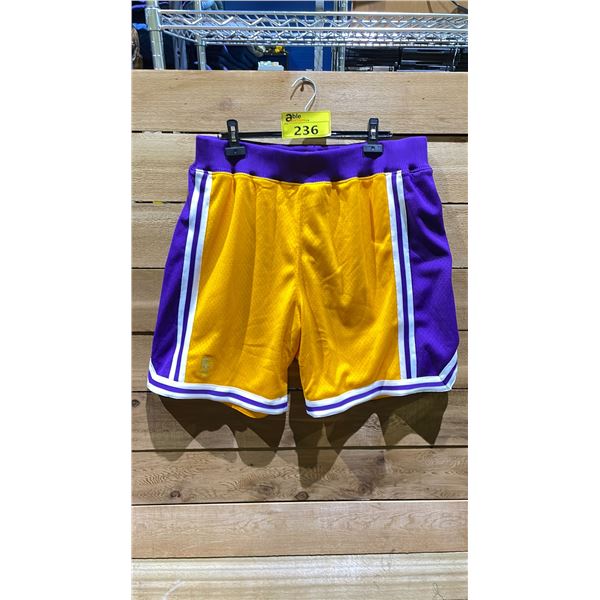 NEW MITCHELL AND NESS HARDWOOD CLASSICS AUTHENTIC 1996-97 LOS ANGELES LAKERS SHORTS SIZE 54 (XXL)