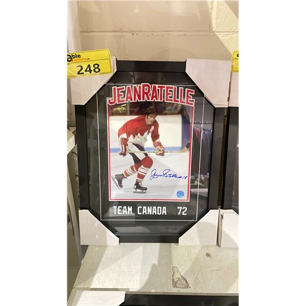 AUTOGRAPHED TEAM CANADA 1972 JEAN RATELLE FRAMED PHOTO