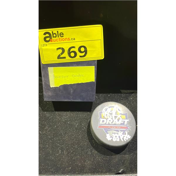 AUTOGRAPHED BROCK BOESER 2015 DRAFT PUCK