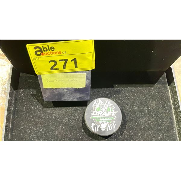 AUTOGRAPHED JOHNNY GAUDREAU DRAFT PUCK