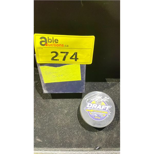 AUTOGRAPHED PATRICK LAINE DRAFT PUCK