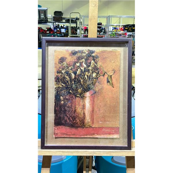 FRAMED FLOWER IN VASE PAINTING SIGNED BY STAMBUCR APPROX 18X14.5"