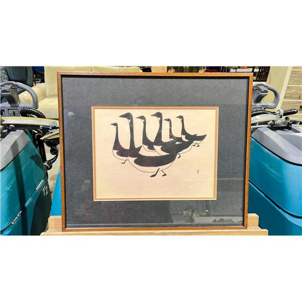 FRAMED GEESE ART APPROX 15.5X18.5"