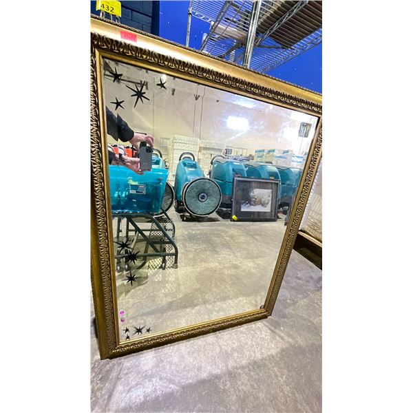 FRAMED MIRROR *HAS STICKERS ON IT* APPROX 46X35.5"