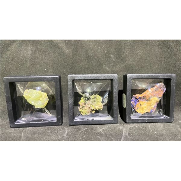 GREEN FLUORITE RETAIL $180, AZURITE RETAIL $480, AND EPIDOTE WITH CALCITE RETAIL $380
