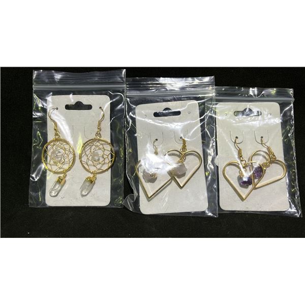 3 CRYSTAL EARRINGS