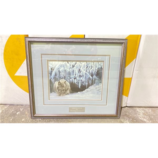 ROBERT BATEMAN "DOZING LYNX" PRINT APPROX. 14 1/2" X 17" FRAMED