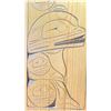 Image 2 : FIRST NATIONS CARVED WOODEN PLANK "SUN - BEAR CLAN" APPROX. 19" X 9" SIGNED
