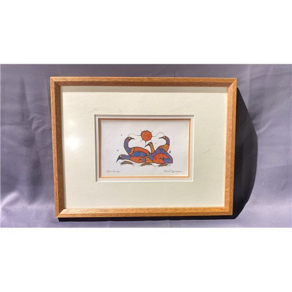 NORVAL MORRISSEAU "LOON FAMILY" PRINT APPROX. 17 1/4" X 13 1/4" FRAMED