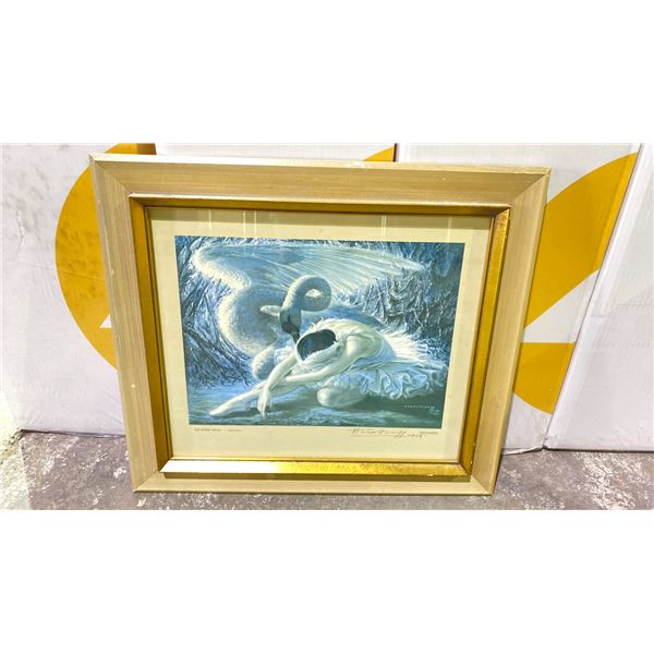 MID CENTURY MODERN VLADIMIR TRETCHIKOFF "THE DYING SWAN" 1953 SIGNED PRINT