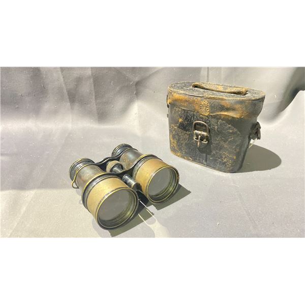 WW 1 ERA FIELD BINOCULARS WITH ORIGINAL CASE