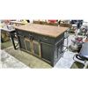 Image 1 : WOODEN BAR WITH 4 BAR STOOLS AND CONTENTS