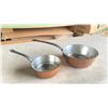 Image 1 : 2 HAMMERED COPPER POTS WITH IRON HANDLES MADE IN FRANCE