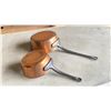 Image 2 : 2 HAMMERED COPPER POTS WITH IRON HANDLES MADE IN FRANCE