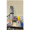 Image 2 : SHELF LOT OF ASSORTED ITEMS INCLUDING; CAR RADIO, CAR WINDSHIELD SHADE COVER, NON SLIP PEDALS, AND